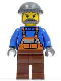 LEGO cty0064 Overalls with Safety Stripe Orange, Reddish Brown Legs, Dark Bluish Gray Knit Cap