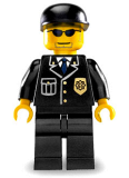 LEGO cty0106 Police - City Suit with Blue Tie and Badge, Black Legs, Sunglasses, Black Cap