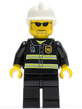 LEGO cty0167 Fire - Reflective Stripes, Black Legs, White Fire Helmet, Black Sunglasses and Stubble
