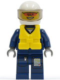 LEGO cty0277 Forest Police - Helicopter Pilot, Dark Blue Flight Suit with Badge, Helmet, Life Jacket Center Buckle, Orange Sunglasses