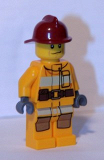 LEGO cty0286 Fire - Bright Light Orange Fire Suit with Utility Belt, Dark Red Fire Helmet