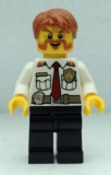 LEGO cty0380 Fire Chief - White Shirt with Tie and Belt, Black Legs, Dark Orange Short Tousled Hair