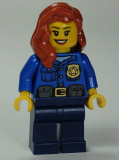 LEGO cty0485 Police - City Officer, Gold Badge, Dark Orange Female Hair over Shoulder