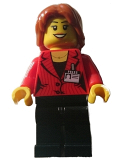 LEGO cty0510 Press Woman / Reporter - Black Legs, Dark Orange Mid-Length Tousled Hair