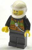 LEGO cty0587 Fire - Reflective Stripe Vest with Pockets and Shoulder Strap,White Helmet, Brown Eyebrows