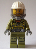 LEGO cty0686 Volcano Explorer - Male Worker, Suit with Harness, Construction Helmet, Breathing Neck Gear with Yellow Airtanks, Trans-Black Visor, Stubble