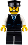 LEGO cty0692 Limousine Driver - Black Vest with Blue Striped Tie, Black Legs, Black Hat, Black Beard