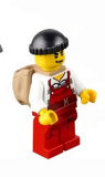 LEGO cty0746 Police - City Bandit Male with Red Overalls, Black Knit Cap, Backpack, Lopsided Open Smile