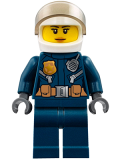 LEGO cty0774 Police - City Helicopter Pilot Female, Leather Jacket with Gold Badge and Utility Belt, Dark Blue Legs, White Helmet, Peach Lips Slight Smile