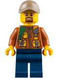 LEGO cty0793 City Jungle Explorer - Dark Orange Jacket with Pouches, Dark Blue Legs, Dark Tan Cap with Hole, Brown Moustache and Goatee