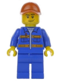 LEGO cty0807 Blue Jacket with Pockets and Orange Stripes, Blue Legs, Red Cap with Hole