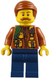 LEGO cty0821 City Jungle Explorer - Dark Orange Jacket with Pouches, Dark Blue Legs, Dark Orange Smooth Hair, Moustache