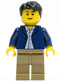 LEGO twn186 Dark Blue Jacket, Light Blue Shirt, Dark Tan Legs, Black Male Hair (31012)