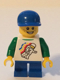 LEGO twn224 Classic Space Minifig Floating Pattern, Blue Short Legs, Blue Short Bill Cap