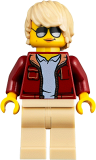 LEGO twn360 Woman with Short Tan Hair, Sunglasses, Dark Red Bomber Jacket and Tan Legs